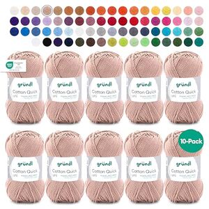 Gründl Cotton Quick Uni knitting/crochet yarn, 10 balls à 50 g (colourful yarn made of 100% cotton, OEKO-TEX certified, 50 g / 125 m, needle size: 3-4, 10 x 50 g), Beige Gründl Cotton Quick Uni knitting/crochet yarn, 10 balls à 50 g (colourful yarn made of 100% cotton, OEKO-TEX certified, 50 g / 125 m, needle size: 3-4, 10 x 50 g), Beige
