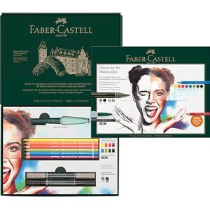 Faber Discovery Set Albrecht Durer Water Soluble Art Set, 12 Pieces, Artist Supplies, Watercolour Colouring Pencils, Watercolour Markers Pens, Water Brush, Artist Set, Home, School, Art Studio Faber Discovery Set Albrecht Durer Water Soluble Art Set, 12 Pieces, Artist Supplies, Watercolour Colouring Pencils, Watercolour Markers Pens, Water Brush, Artist Set, Home, School, Art Studio