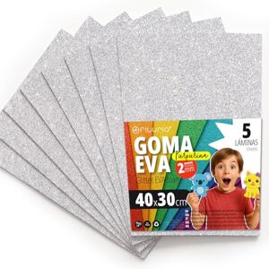 OFITURIA Glitter Eva Rubber for Creative Crafts, Glitter Foam Sheets for DIY, School Projects, Decorative Art, Scrapbooking 40 x 30 cm (White Glitter, 5 pcs) OFITURIA Glitter Eva Rubber for Creative Crafts, Glitter Foam Sheets for DIY, School Projects, Decorative Art, Scrapbooking 40 x 30 cm (White Glitter, 5 pcs)