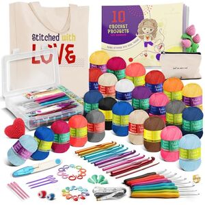Hearth & Harbor Learn to Crochet Kit for Beginner Adults – Crochet Kit for Adults and Kids, 80 Piece Crochet Set with Step-by-Step Guide and Projects Book, Crochet Starter Kit, Crochet Yarn, and Hooks Hearth & Harbor Learn to Crochet Kit for Beginner Adults – Crochet Kit for Adults and Kids, 80 Piece Crochet Set with Step-by-Step Guide and Projects Book, Crochet Starter Kit, Crochet Yarn, and Hooks