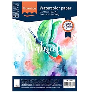 Creative Labs Florence Watercolour Paper A4, White, 300 GSM, Artist Grade Quality, Textured Surface, 100 sheets for Painting, Handlettering, Art Projects and More Creative Labs Florence Watercolour Paper A4, White, 300 GSM, Artist Grade Quality, Textured Surface, 100 sheets for Painting, Handlettering, Art Projects and More