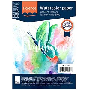 Creative Labs Florence Watercolour Paper A5, White, 300 GSM, Artist Grade Quality, Textured Surface, 100 sheets for Painting, Handlettering, Art Projects and More Creative Labs Florence Watercolour Paper A5, White, 300 GSM, Artist Grade Quality, Textured Surface, 100 sheets for Painting, Handlettering, Art Projects and More