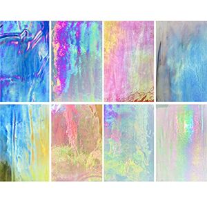 LITMIND 8 Pcs Stained Glass Sheets Variety Pack, 4 x 6 inch Iridescent Glass Sheets for Beginners, Mosaic Tiles for Crafts, Art Glass Pack (Opaque/Iridescent) LITMIND 8 Pcs Stained Glass Sheets Variety Pack, 4 x 6 inch Iridescent Glass Sheets for Beginners, Mosaic Tiles for Crafts, Art Glass Pack (Opaque/Iridescent)