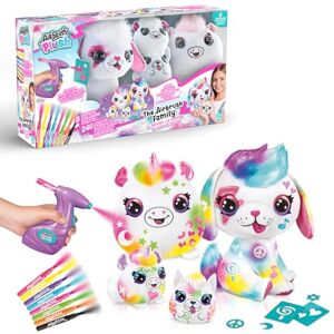 Airbrush Plush Craft Set for Kids – Decorate Your Own Plush Toy Kit with 4 Plush Characters, Battery Airbrush, 8 Washable Colour Pens & 240+ Sticker Stencils Age 6+ Airbrush Plush Craft Set for Kids – Decorate Your Own Plush Toy Kit with 4 Plush Characters, Battery Airbrush, 8 Washable Colour Pens & 240+ Sticker Stencils Age 6+