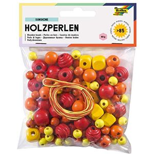 Folia 22971 Wooden Beads Sunshine Mix Yellow Red 60g Equivalent to 85 Pieces in Various Colours and Shapes for Making Necklaces and Bracelets Includes 2 x 85cm Cords Folia 22971 Wooden Beads Sunshine Mix Yellow Red 60g Equivalent to 85 Pieces in Various Colours and Shapes for Making Necklaces and Bracelets Includes 2 x 85cm Cords