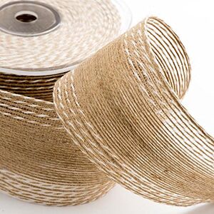 Italian Options Natural Stitched Hessian Ribbon 50mm x 10 Metres Italian Options Natural Stitched Hessian Ribbon 50mm x 10 Metres