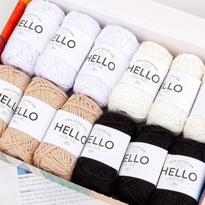 Hello Yarn Hello 100% Cotton 12 Ball Yarn Pack Essentials Hello Yarn Hello 100% Cotton 12 Ball Yarn Pack Essentials