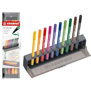 STABILO Pen 68 Premium Fibre-Tip Pen Click Set Pack of 10 Assorted Colours STABILO Pen 68 Premium Fibre-Tip Pen Click Set Pack of 10 Assorted Colours