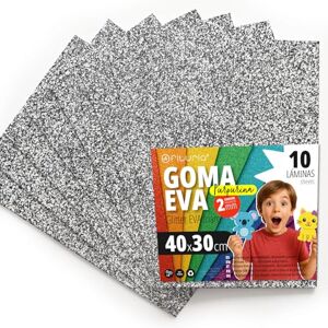 OFITURIA Eva Foam Glitter for Creative Crafts, Glitter Foam Sheets for DIY, School Projects, Decorative Art, Scrapbooking 40 x 30 cm (Silver Glitter, 10 pcs) OFITURIA Eva Foam Glitter for Creative Crafts, Glitter Foam Sheets for DIY, School Projects, Decorative Art, Scrapbooking 40 x 30 cm (Silver Glitter, 10 pcs)