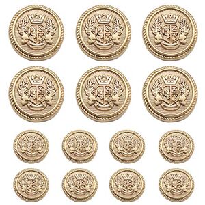 MebuZip 14 Pieces Matte Gold Metal Blazer Keypad 15mm 20mm for Blazers, Suits, Sports Coats, Sewing, Uniform, Jackets (MBM21) MebuZip 14 Pieces Matte Gold Metal Blazer Keypad 15mm 20mm for Blazers, Suits, Sports Coats, Sewing, Uniform, Jackets (MBM21)