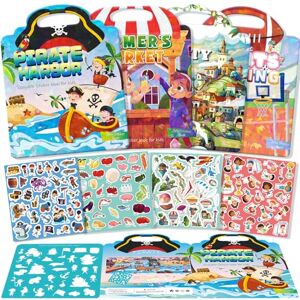 GUYUCOM Stickers for Children Aged 2+, 4-Pack Reusable Sticker Book, Portable & Waterproof, Suitable for Boys and Girls Aged 2+, Children's Gift Toy for Ages 2, 3, 4, 5, 6 GUYUCOM Stickers for Children Aged 2+, 4-Pack Reusable Sticker Book, Portable & Waterproof, Suitable for Boys and Girls Aged 2+, Children's Gift Toy for Ages 2, 3, 4, 5, 6