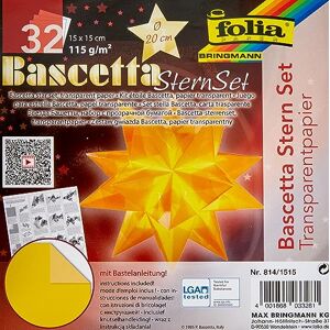 Folia Faltblätter Bascetta Stern Transparent Yellow Origami Craft Kit, 15x15, 32 Sheets, Adults, Foldable Folia Faltblätter Bascetta Stern Transparent Yellow Origami Craft Kit, 15x15, 32 Sheets, Adults, Foldable