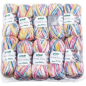 Gründl Happy Kiddy Knitting and Crochet Yarn with Wool-like Character 100% Polyacrylic Anti-Pilling 100g/250m Needle Size 4-5 10 x 100g Candy Colour Gründl Happy Kiddy Knitting and Crochet Yarn with Wool-like Character 100% Polyacrylic Anti-Pilling 100g/250m Needle Size 4-5 10 x 100g Candy Colour