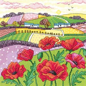 Heritage Crafts Heritage KCPL1475-A Cross Stitch Kit Aida Poppies Counted 20.5x20.5cm Heritage Crafts Heritage KCPL1475-A Cross Stitch Kit Aida Poppies Counted 20.5x20.5cm