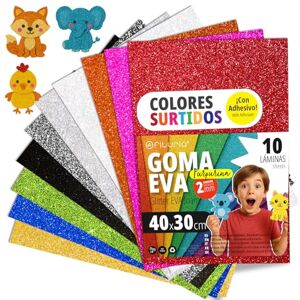 OFITURIA Eva Foam Glitter for Creative Crafts, Glitter Foam Sheets for DIY, School Projects, Decorative Art, Scrapbooking 40 x 30 cm (Assorted 10 Colours, 10 Pcs) OFITURIA Eva Foam Glitter for Creative Crafts, Glitter Foam Sheets for DIY, School Projects, Decorative Art, Scrapbooking 40 x 30 cm (Assorted 10 Colours, 10 Pcs)