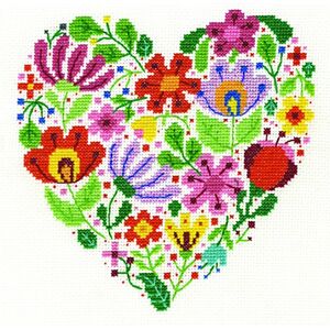 DMC Flower Heart Kit, Includes Embroidery Thread, Needle, Aida Fabric and Instructions DMC Flower Heart Kit, Includes Embroidery Thread, Needle, Aida Fabric and Instructions