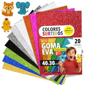 OFITURIA Eva Foam Glitter for Creative Crafts, Glitter Foam Sheets for DIY, School Projects, Decorative Art, Scrapbooking 40 x 30 cm (Assorted 10 Colours, 20 Pcs) OFITURIA Eva Foam Glitter for Creative Crafts, Glitter Foam Sheets for DIY, School Projects, Decorative Art, Scrapbooking 40 x 30 cm (Assorted 10 Colours, 20 Pcs)