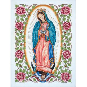 Tobin Caliente Our Lady of Guadalupe Counted Cross Stitch Kit White 17" x 13 Tobin Caliente Our Lady of Guadalupe Counted Cross Stitch Kit White 17" x 13