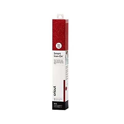 Cricut Smart Iron-On Heat-Transfer Vinyl 1 Sheet 33cm x 0.9m Glitter Red, (3ft), 2008675 Cricut Smart Iron-On Heat-Transfer Vinyl 1 Sheet 33cm x 0.9m Glitter Red, (3ft), 2008675