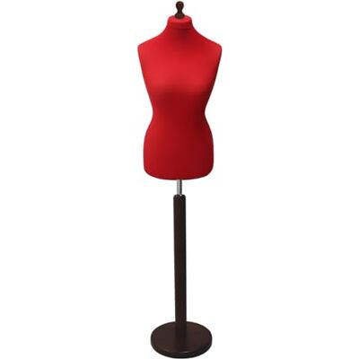 Display Guru Female Tailors Dummy Mannequin, Ideal for Dressmakers, Fashion Students, Shop Display, Red Torso Bust With Dark Wood Round Base (UK Size 12-14) Display Guru Female Tailors Dummy Mannequin, Ideal for Dressmakers, Fashion Students, Shop Display, Red Torso Bust With Dark Wood Round Base (UK Size 12-14)