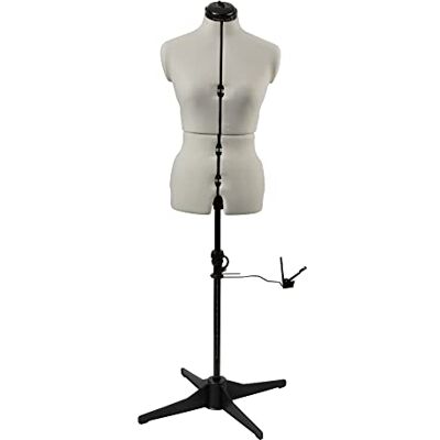 Sewing Online Small Adjustable Dressmakers Dummy in Plain Cream Fabric Natural, UK Size 10-18, 8-part Dress Form with 4-Footed Base with Hem Marker Sewing Online Small Adjustable Dressmakers Dummy in Plain Cream Fabric Natural, UK Size 10-18, 8-part Dress Form with 4-Footed Base with Hem Marker