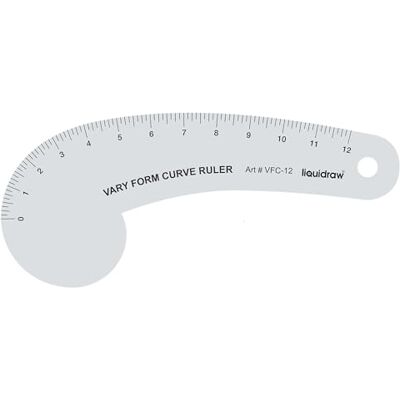 Liquidraw Vary Form Curve Ruler 12" Clear Acrylic French Curve Pattern Maker Hip Curve for Dressmaking, Cutting, Sewing & Tailoring Fashion Design Measuring Tool Imperial Measurements Liquidraw Vary Form Curve Ruler 12" Clear Acrylic French Curve Pattern Maker Hip Curve for Dressmaking, Cutting, Sewing & Tailoring Fashion Design Measuring Tool Imperial Measurements