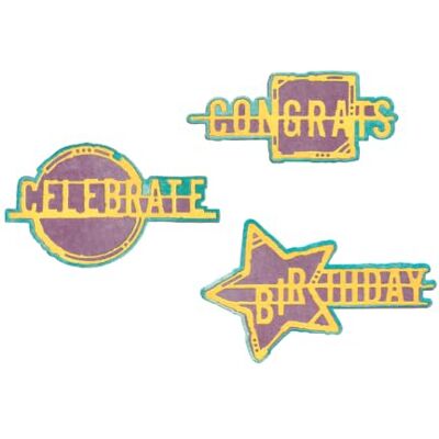 Sizzix Thinlits Die Set, Word Wafers Birthday by Seth Apter, 6 Metal Cutting Dies Sizzix Thinlits Die Set, Word Wafers Birthday by Seth Apter, 6 Metal Cutting Dies