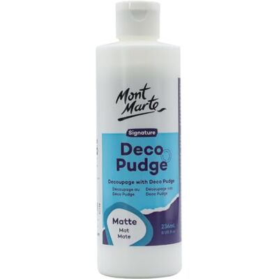 MONT MARTE Deco Pudge Craft Varnish Signature 236ml (8 US fl.oz) – Matte, Multi-Purpose Clear Craft Sealer, Varnish and Decoupage Glue, Ideal for Acrylic Paints, Paper, Wood, Ceramics, Fabrics, Clay MONT MARTE Deco Pudge Craft Varnish Signature 236ml (8 US fl.oz) – Matte, Multi-Purpose Clear Craft Sealer, Varnish and Decoupage Glue, Ideal for Acrylic Paints, Paper, Wood, Ceramics, Fabrics, Clay
