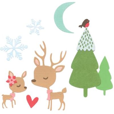 Sizzix Thinlits Die Set, Hello Deer by , 12 Metal Cutting Dies Sizzix Thinlits Die Set, Hello Deer by , 12 Metal Cutting Dies