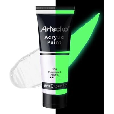 Artecho Glow in the Dark Paint, Neon Neutral Paint (120ml / 4.05oz) Tubes, Art Craft Paints for Canvas, Rock, Stone, Wood, Fabric, Art Supplies Artecho Glow in the Dark Paint, Neon Neutral Paint (120ml / 4.05oz) Tubes, Art Craft Paints for Canvas, Rock, Stone, Wood, Fabric, Art Supplies