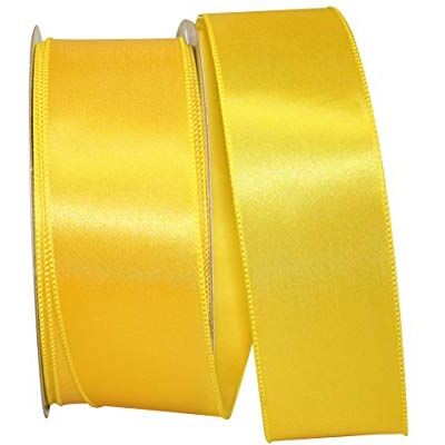 Reliant Ribbon Corp Reliant Ribbon 92575W-079-40K Satin Value Wired Edge Band, Yellow, 2-1/2 Inch x 50 Yards Reliant Ribbon Corp Reliant Ribbon 92575W-079-40K Satin Value Wired Edge Band, Yellow, 2-1/2 Inch x 50 Yards