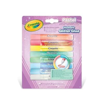 CRAYOLA Pastel – Washable Glitter Glue, Pack of 8, for Crafts, School and Leisure Time, Assorted Pastel Colours CRAYOLA Pastel – Washable Glitter Glue, Pack of 8, for Crafts, School and Leisure Time, Assorted Pastel Colours