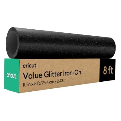 Cricut HTV Glitter Heat Transfer Vinyl 2.4 m Black Sparkle Iron-On HTV Vinyl for Fabric, Perfect for Custom T-Shirts & DIY Clothing Cricut HTV Glitter Heat Transfer Vinyl 2.4 m Black Sparkle Iron-On HTV Vinyl for Fabric, Perfect for Custom T-Shirts & DIY Clothing