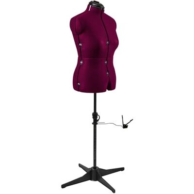 Sewing Online Medium Adjustable Dressmakers Dummy in Wine Red Fabric Red, UK Size 16-22, 8-part Dress Form with 4-Footed Base with Hem Marker Sewing Online Medium Adjustable Dressmakers Dummy in Wine Red Fabric Red, UK Size 16-22, 8-part Dress Form with 4-Footed Base with Hem Marker