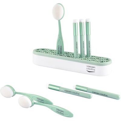 Creative Labs Blending Brushes for Crafts 8 pcs-with Holder-ø 0.3" and 1.1 x 1.6-for Ink and Paint-for Card Making, Scrapbooking, Journaling and Mixed Media, Mint, ø 8 mm / 2,7 x 4 cm Creative Labs Blending Brushes for Crafts 8 pcs-with Holder-ø 0.3" and 1.1 x 1.6-for Ink and Paint-for Card Making, Scrapbooking, Journaling and Mixed Media, Mint, ø 8 mm / 2,7 x 4 cm
