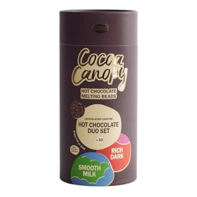 Cocoa Canopy Hot Chocolate Melting Beads Hot Chocolate Duo Set with Beads (2 blends), Vegan Marshmallows and Gold Mini Whisk Making Kit 330g x 1 Cocoa Canopy Hot Chocolate Melting Beads Hot Chocolate Duo Set with Beads (2 blends), Vegan Marshmallows and Gold Mini Whisk Making Kit 330g x 1