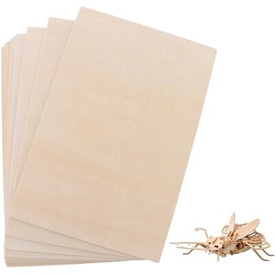 ASelected 10Pcs Plywood Sheets, 300 X 200 X 2 Mm Unfinished Basswood Sheets Board,For Crafts, Diy, Wood Engraving, Laser Projects, Model Making, Decoration, Paintings ASelected 10Pcs Plywood Sheets, 300 X 200 X 2 Mm Unfinished Basswood Sheets Board,For Crafts, Diy, Wood Engraving, Laser Projects, Model Making, Decoration, Paintings