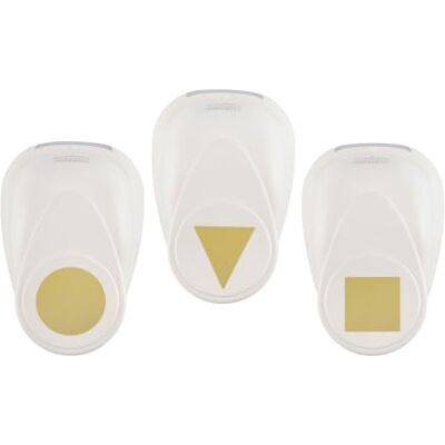 Creative Labs Craft Punch Set 3 Pcs Circle, Square, Triangle for Paper Crafts, Card Making and Scrapbooking, White-Gold Creative Labs Craft Punch Set 3 Pcs Circle, Square, Triangle for Paper Crafts, Card Making and Scrapbooking, White-Gold