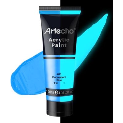 Artecho Glow in the Dark Paint, Neon Blue Paint (120ml / 4.05oz) Tubes, Art Craft Paints for Canvas, Rock, Stone, Wood, Fabric, Art Supplies Artecho Glow in the Dark Paint, Neon Blue Paint (120ml / 4.05oz) Tubes, Art Craft Paints for Canvas, Rock, Stone, Wood, Fabric, Art Supplies