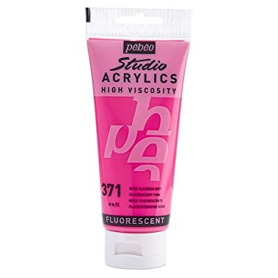 PEBEO Pébéo 832371 Studio Acrylics Fine Acrylic Acrylic Paint Fluorescent Acrylic Fluorescent Pink, 100 ml PEBEO Pébéo 832371 Studio Acrylics Fine Acrylic Acrylic Paint Fluorescent Acrylic Fluorescent Pink, 100 ml