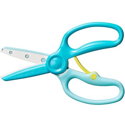 Fiskars children's scissors, From 3 years, For learning to cut, Length: 13 cm, Metal blades with plastic coating/plastic handles, Blue-green, Training, 1064068 Fiskars children's scissors, From 3 years, For learning to cut, Length: 13 cm, Metal blades with plastic coating/plastic handles, Blue-green, Training, 1064068