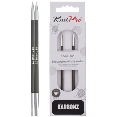 KnitPro Karbonz Replaceable Circular Needles - 13cm 3.75mm US5 KnitPro Karbonz Replaceable Circular Needles - 13cm 3.75mm US5