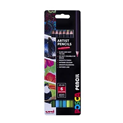 Posca KPE-200 Oil and Wax Colouring Pencils. Premium Tough Nib for Arts and Crafts. Multi Surface Use On Wood, Fabric, Paper, Cardboard, & Canvas. Perfect for Creative Drawing. Set of 6 Ocean Colours Posca KPE-200 Oil and Wax Colouring Pencils. Premium Tough Nib for Arts and Crafts. Multi Surface Use On Wood, Fabric, Paper, Cardboard, & Canvas. Perfect for Creative Drawing. Set of 6 Ocean Colours
