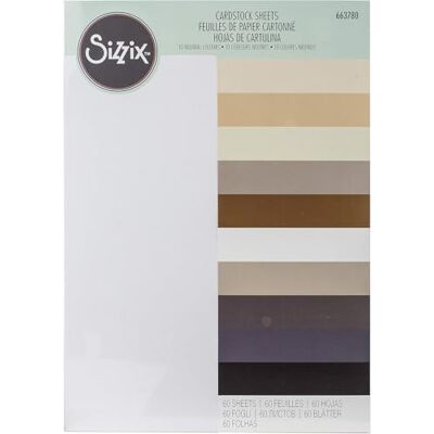 Sizzix Surfacez Cardstock 216gsm A4 60PK (10 Neutral Colours) Sizzix Surfacez Cardstock 216gsm A4 60PK (10 Neutral Colours)