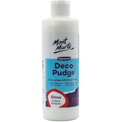 MONT MARTE Deco Pudge Craft Varnish Signature 236ml (8 US fl.oz) – Gloss, Multi-Purpose Clear Craft Sealer, Varnish and Decoupage Glue, Ideal for Acrylic Paints, Paper, Wood, Ceramics, Fabrics, Clay MONT MARTE Deco Pudge Craft Varnish Signature 236ml (8 US fl.oz) – Gloss, Multi-Purpose Clear Craft Sealer, Varnish and Decoupage Glue, Ideal for Acrylic Paints, Paper, Wood, Ceramics, Fabrics, Clay