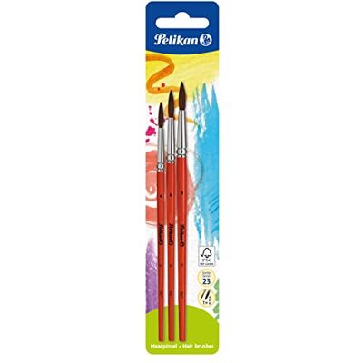 Pelikan 700382 Hair Brush Type 23 3 Sizes 4, 6 and 8 Pack of 3 Pelikan 700382 Hair Brush Type 23 3 Sizes 4, 6 and 8 Pack of 3