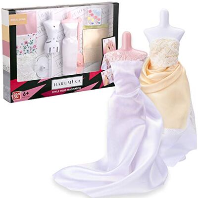 BANDAI HARUMIKA 40441 Fashion Design for Kids-Craft Your Own Catwalk Looks with This Creative Kit-Double Torso Bridal Gown Set Includes Reusable Mannequins, Fabric and Accessories, Multicolour BANDAI HARUMIKA 40441 Fashion Design for Kids-Craft Your Own Catwalk Looks with This Creative Kit-Double Torso Bridal Gown Set Includes Reusable Mannequins, Fabric and Accessories, Multicolour