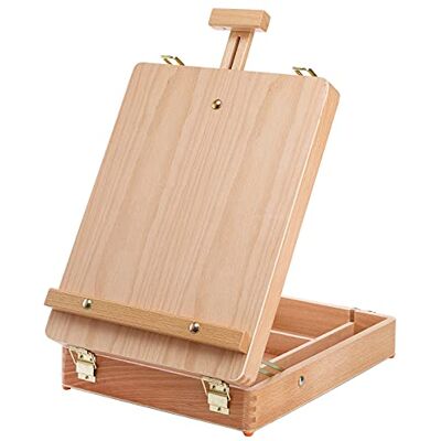 DEAYOU Wood Tabletop Easel Storage Box, Beechwood Portable Sketchbox for Painting, Adjustable Wooden Desktop Drawing Easel Case for Art Supplies, Painters, Adult, Student, Artist, Beginner DEAYOU Wood Tabletop Easel Storage Box, Beechwood Portable Sketchbox for Painting, Adjustable Wooden Desktop Drawing Easel Case for Art Supplies, Painters, Adult, Student, Artist, Beginner