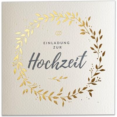 Art Nuvo Set of 20 135 x 135 mm Wedding Invitations with Printed Inserts and Envelopes for Weddings Gold Plated Pattern on Watercolour Paper, ZAP_DE_06 Art Nuvo Set of 20 135 x 135 mm Wedding Invitations with Printed Inserts and Envelopes for Weddings Gold Plated Pattern on Watercolour Paper, ZAP_DE_06