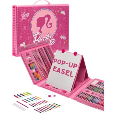 Hunter Price International Barbie 162 Pcs Pop Up Artist Easel Kids Art Set White Board & Chalkboard with Markers, Felt Pens, Colouring Pencils, Paint Cakes, Crayons, Oil Pastels, Chalks & Painting Set Accessories Hunter Price International Barbie 162 Pcs Pop Up Artist Easel Kids Art Set White Board & Chalkboard with Markers, Felt Pens, Colouring Pencils, Paint Cakes, Crayons, Oil Pastels, Chalks & Painting Set Accessories